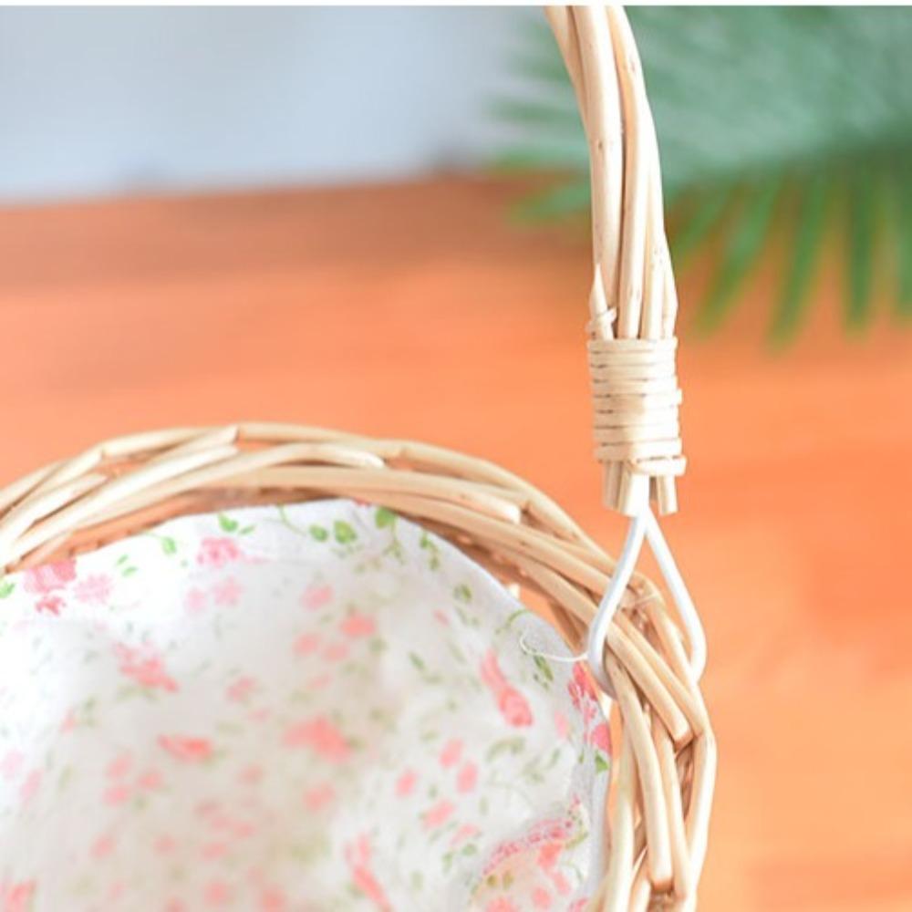 Picnic Woven Flower Basket Rattan Wicker Flower Basket  Home Organizer Supplies