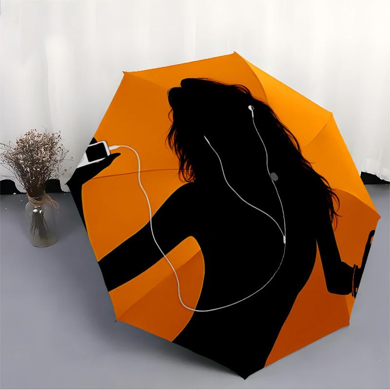 1pc Music Listener Automatic Open/Close Umbrella 8-Rib Strong Frame, Portable Travel Umbrella for Women & Men, Birthday Gift Parties 030