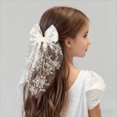 Accessorio per Capelli con Fiocco in Pizzo per Bambini  Fermaglio per Capelli Stile Bosco Dolce  Elegante Fermaglio per Capelli Ricamato in Rete di Nastro per Donne
