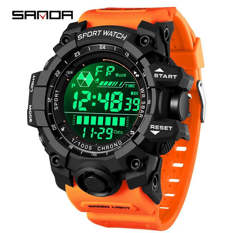 Sanda Multifunktionale Wasserdichte Sportuhr mit Alarm & Modischer Einzelanzeige für Studenten.