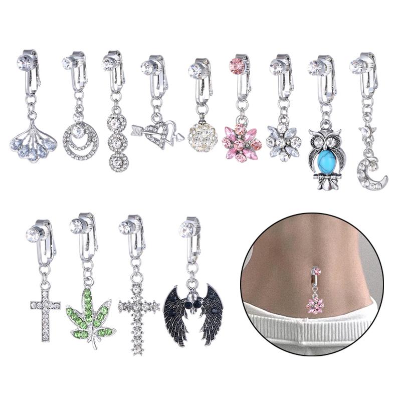 Falešný kroužek do pupíku Falešný klip na piercing do břicha Nepropichovací přívěsek Kroužek do pupíku pro ženy Visící šperk do těla