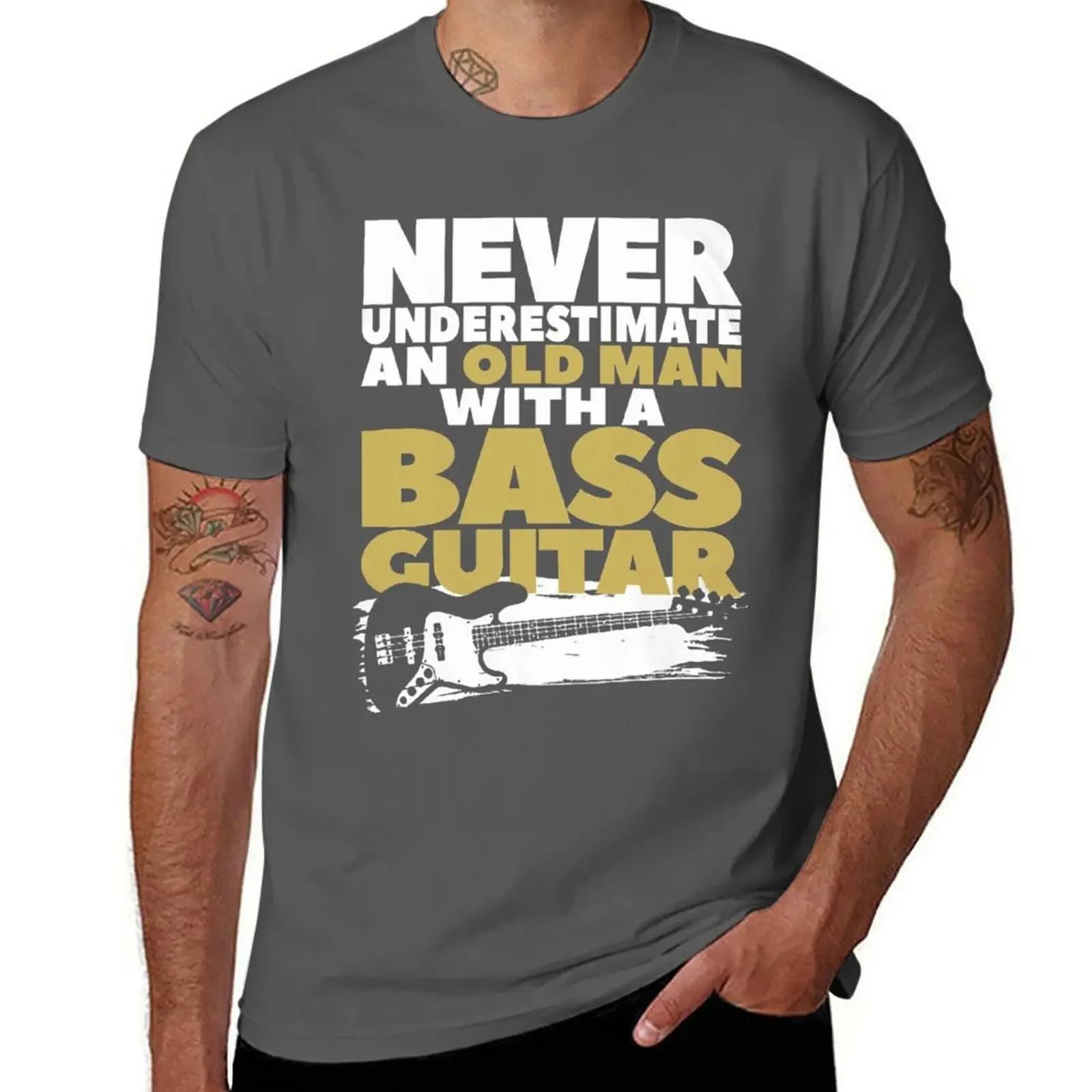 

Old Man With A Bass Guitar T-Shirt Aesthetic clothing sublime mens cotton t shirts 4XL