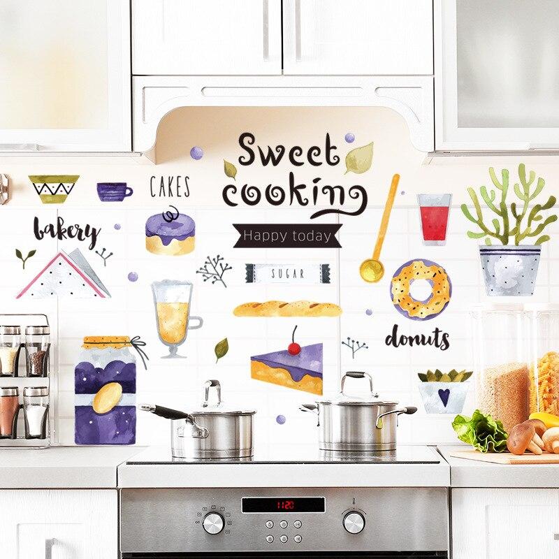 set of 6 baking kitchen prints | cute kitchen decor |... 💰Kjøp Waterproof Sweet Cooking DIY Sticker Hand-painted Style Kitchen ...