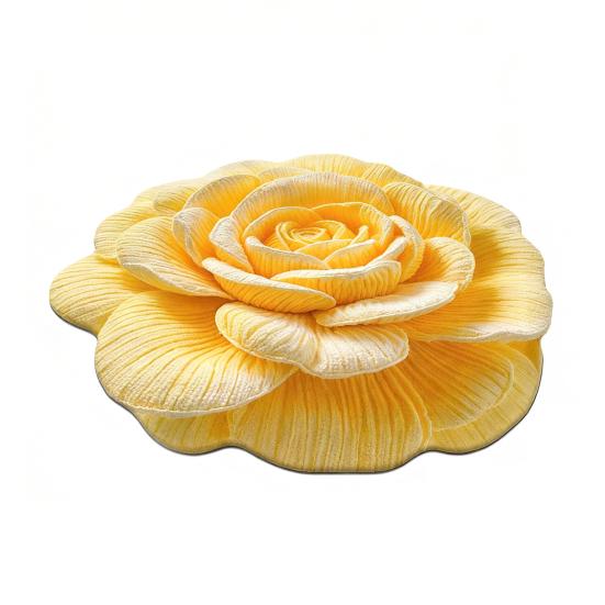 

3D Цветочный коврик для пола Реалистичный цветок Ковер для гостиной Нескользящий Впитывающий для ванной 80cm жёлтый