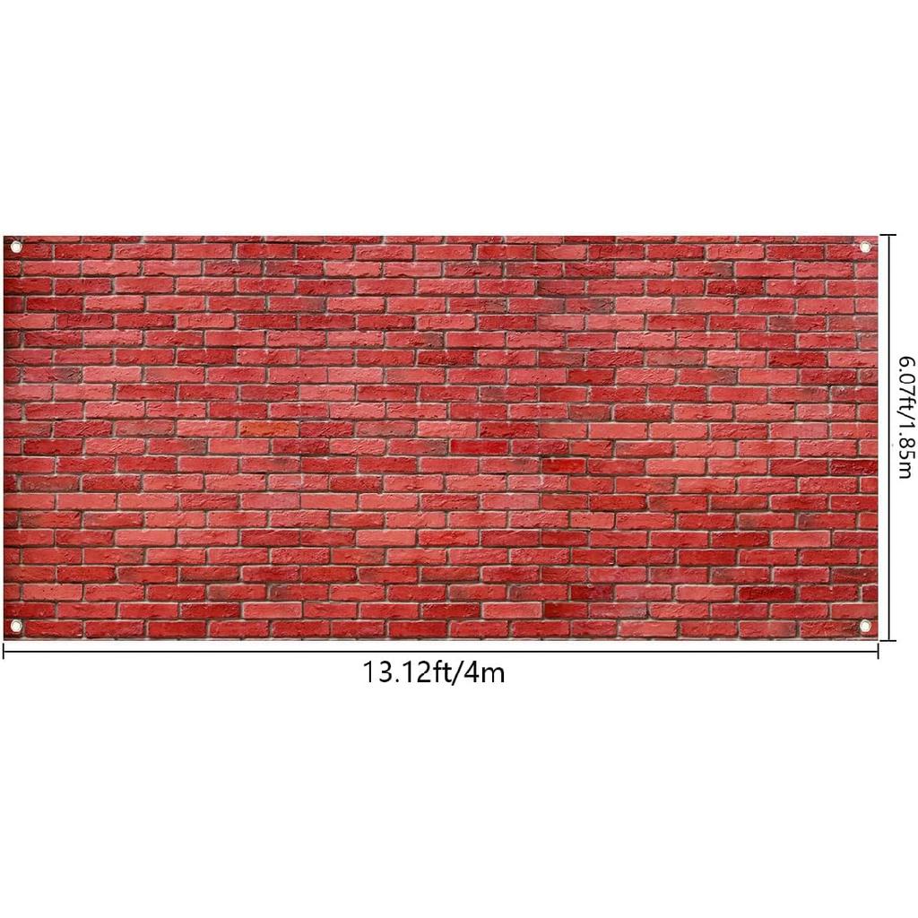 6 x 13 ft Birck Wall Garage Door Backdrop,Rustic Red Brick Wall Background, Farmhouse Stone Wall Garage Door Cover Kids Adult Birthday Party Decor