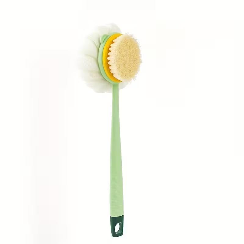 

Long Reach Bath Brush: 2-in-1 Bristle and Loofah Exfoliator | Curved Handle for Back Cleaning, Men/Women
