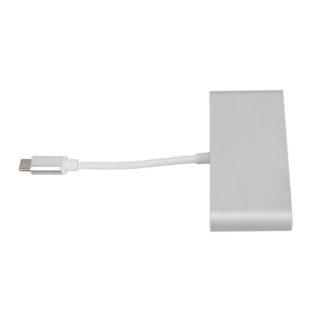 USB C Hub Aluminum Alloy 4 In 1 Multi Port Adapter Splitter with Type C USB 3.0 Gigabit LAN RJ45 HD