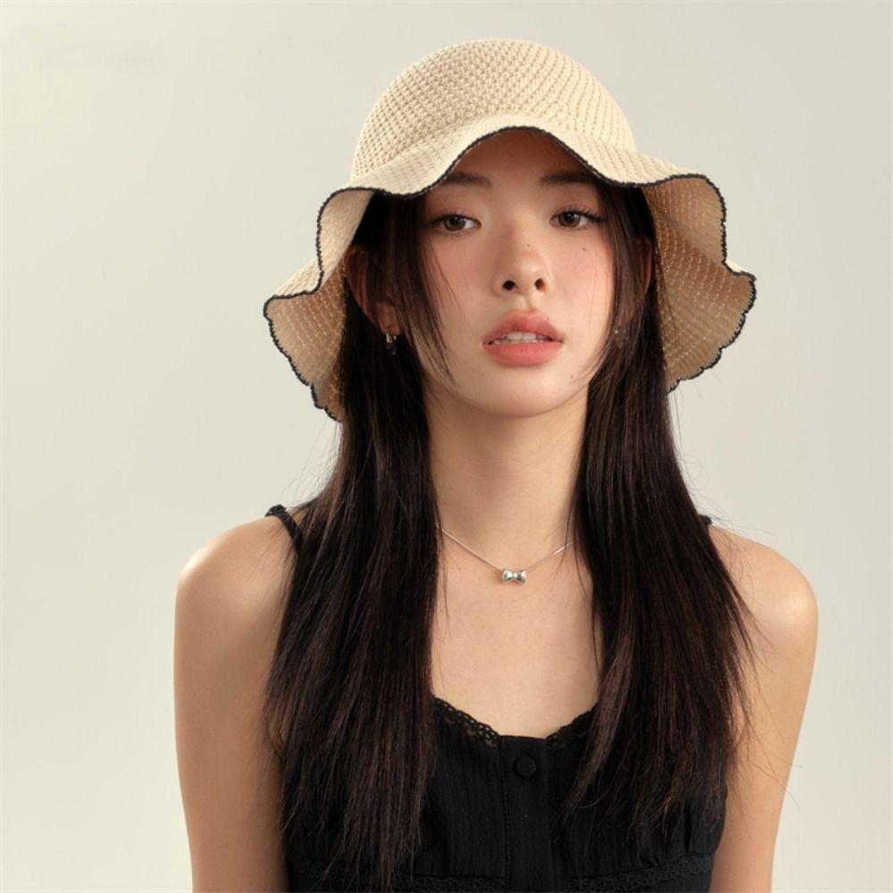 French Style Straw Sun Hat Temperament Sun Protection Cap Sunscreen Seaside Beach Cap  Outdoor