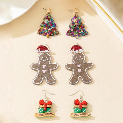 Cartoon Christmas Cute Gingerbread Man Earrings Sequin Earrings Spot