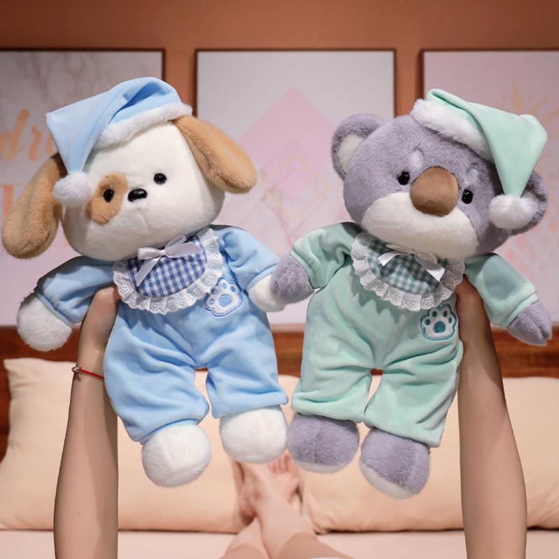 Cartoon Pajamas Dog Fox Koala Plush Toy Stuffed Soft Good Night Animal Doll Baby Kids Pillow Cushion Christmas Birthday Gift
