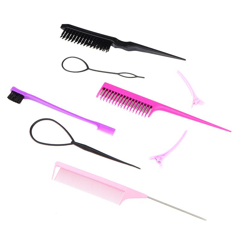 6/10Pcs Hair Styling Comb Set Teasing Hair Brush Triple Teasing Comb Rat Tail Combs Edge Brush Hair Tail Tools Braid Tool Loop