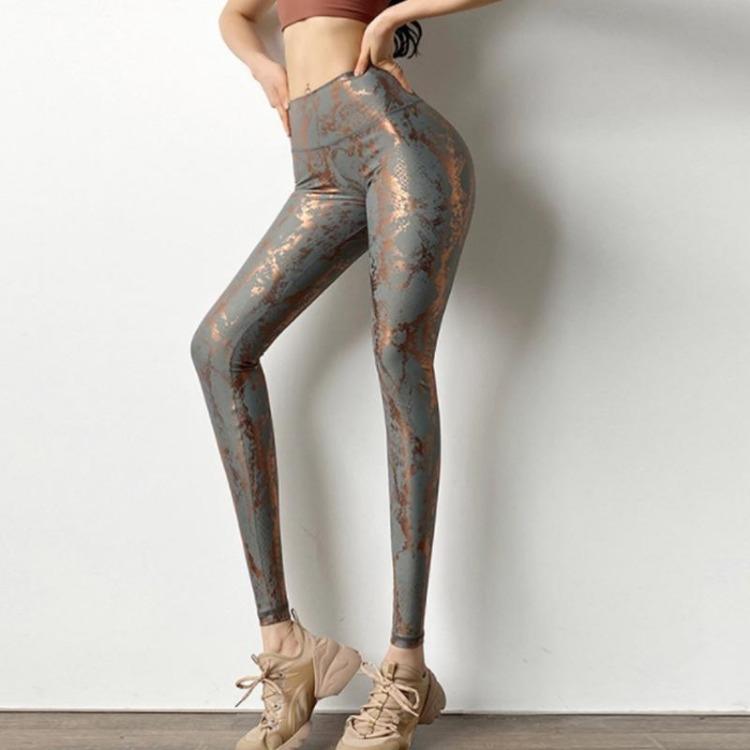 High Waist Seamless Leggings for Women Yoga Fitness Push Up Butt Lifting Booty Gilded Gold Stretch Tight Snake Peach Ruched Leggins