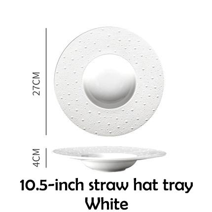 High End Restaurant Tableware Straw Hat Shape Matte Salad Plates Deep Ceramic Soup Pasta Plate 27cm белый