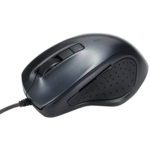 BUFFALO Wired BlueLED Quiet 5 Button Mouse Black BSMBU308BK