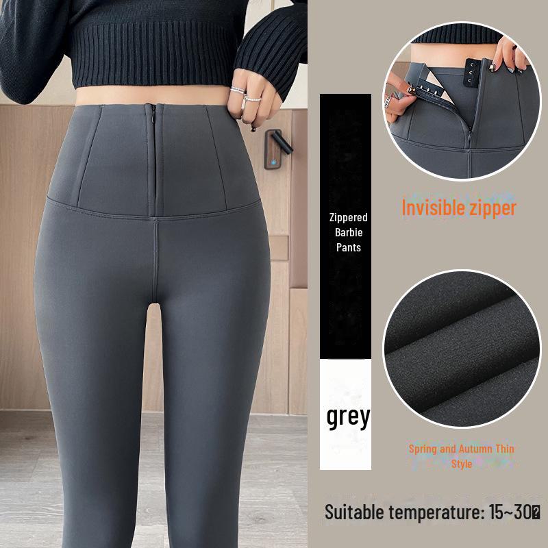 

Женские плюшевые брюки Shark с молнией и утягивающим эффектом: Плотные леггинсы с высокой талией, приподнимающие бедра, для осени/зимы. 2XL [140-160 cm]