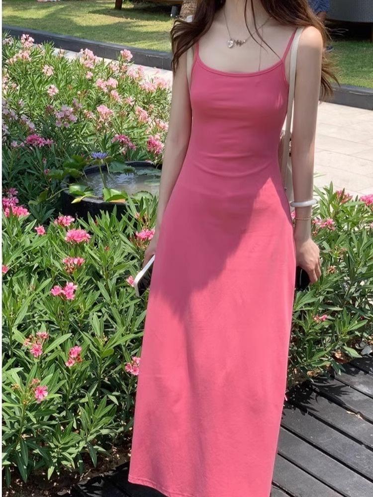 Summer New Sexy Spice Girl Suspender Dopamine Dress Female Slim Slim and Thin Waist Temperament Big Swing A-shaped Skirt