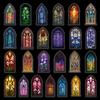 50 Colored Windows And Colorful Church Pet Account Material Collage Retro European Building Decals Do-It-Yourself Suitcase