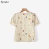 ZANZEA Women Floral Print Casual Round Neck Short Sleeve Blouse