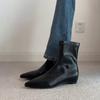 Sheepskin Version~ Pointed Simple Inner Height Increase Short Boots Retro Thin Boots Femininity Side Zipper Thin Elastic Boots