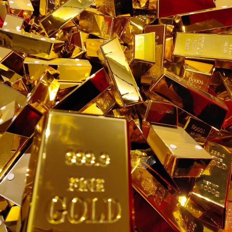 Plastic Fake Gold Bullion Simulated Golden Brick Fake Glittering Gold Bar Paperweight Door Stop Movie Prop Novelty Gift