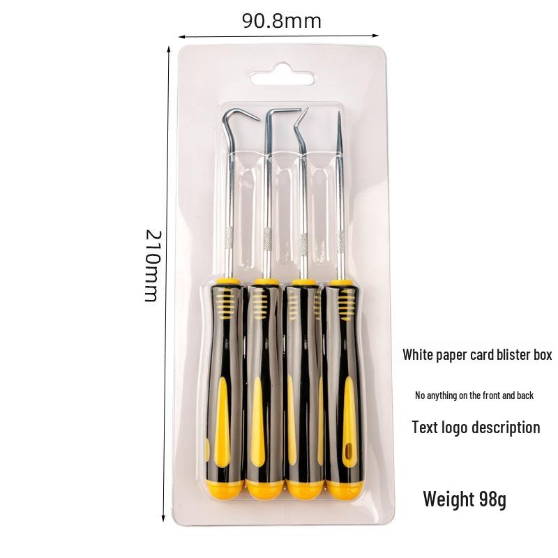 4-Piece Auto Repair Tool Set: Tire Patching, Oil Seal Hook, Screwdriver.