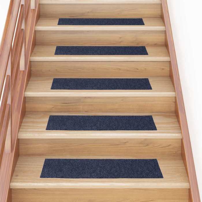 VidaXL Tapis d'escalier autocollants 30 pièces 76 x 20 cm Gris Bleu Rectangulaire 3365726