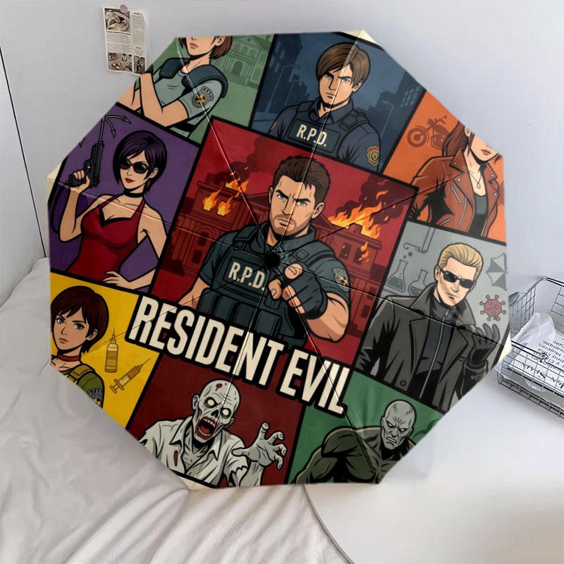 1 PC Automatic Folding Umbrella - Resident Evil Pattern Portable Foldable Design With 8 Ribs Christmas Birthday Gifts