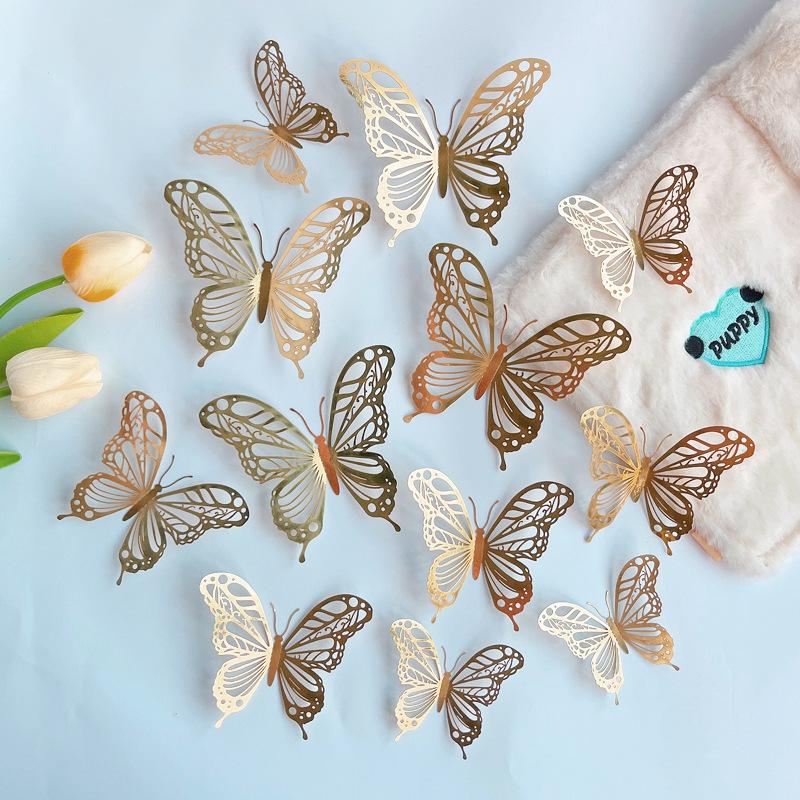 12pcs 3D Butterfly Wall Decor 3 Sizes, Butterfly Decorations for Butterfly Birthday Party Cake Room Decorations
