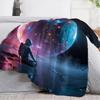 1 Stück Flanell Astronaut Weltraumdecke - Weiche Plüsch Galaxie & Nebel Überwurf mit Astronaut & Planeten, Ganzjahres-Tagesdecke, Sofa