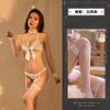 Sex Lingerie Set Sexy Hot Three-point Feather Cute Bow Halter Crotch Temptation Uniform Set
