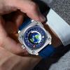 Binbang 2023 Men's Creative Large Dial Starry Sky Watch with Genuine Leather Strap