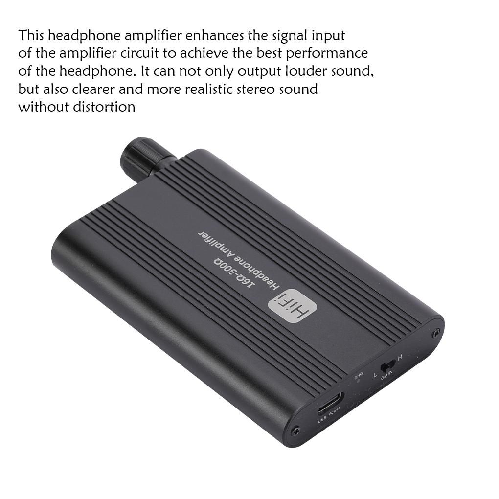 Amplificador de fone de ouvido HiFi universal BGGQGG de 16 a 300 ohms com entrada auxiliar de 3,5 mm, portátil e ajustável para celular e reprodutor de música.
