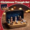 Mini Christmas Nativity Set Family Nativity Scene Handmade Cabin Box Theater Desktop Ornaments Collections For Xmas Decor