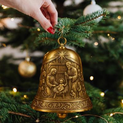 Nativity Bell Ornament Christmas Nativity Scene Bell Tree Ornament Religious Catholic Hanging Decoration for Christian Family Home Party Decor