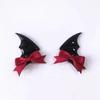 Gothic Dark Demon Bat Hair Clip Y2K Funny Bow Design Halloween Cos Photography Decor Headdress