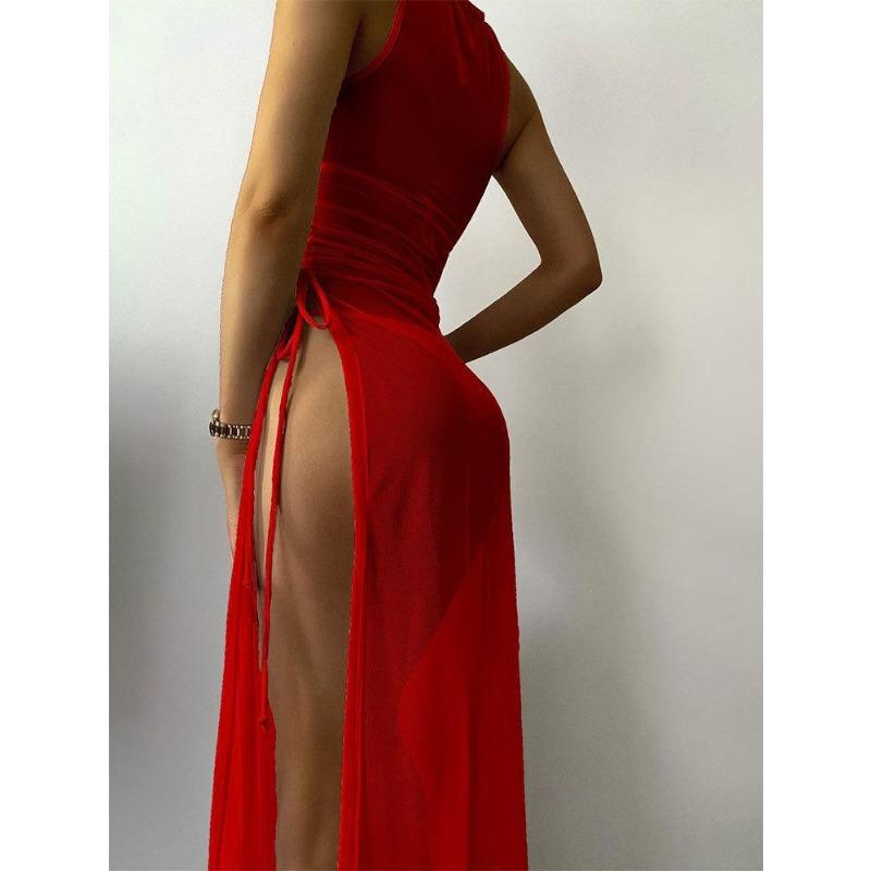 Women S Solid Color Three Piece Bikini Cover Up Beach Dress Set