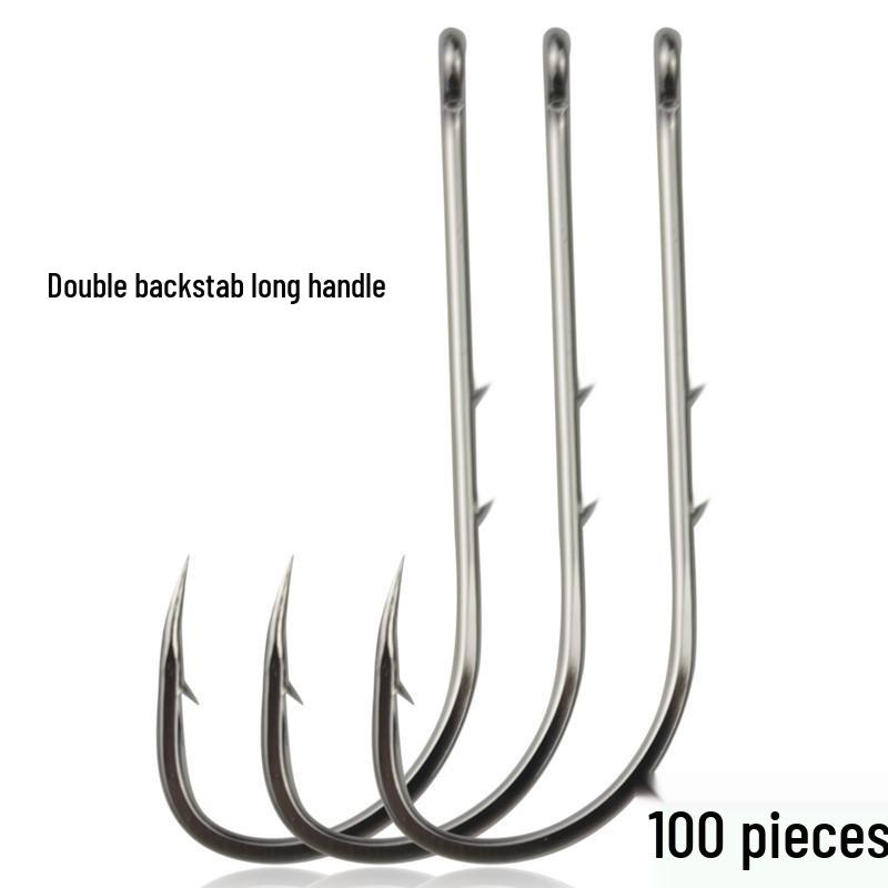 

Безбородочный двойной крючок с ушком, длинное цевье, офсетный, идеально подходит для морской рыбалки No. 11