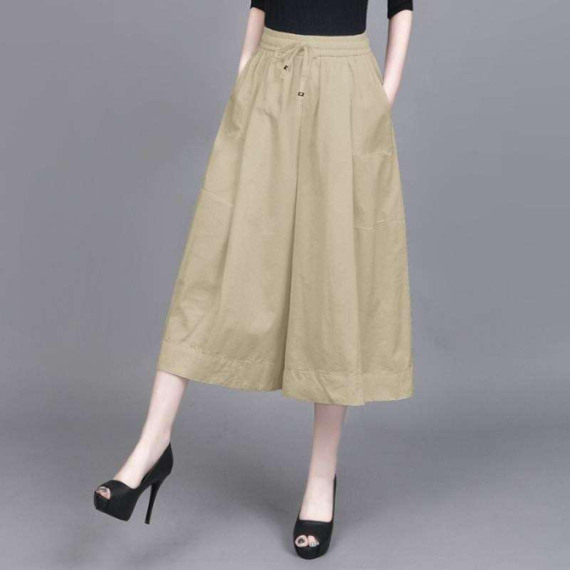 

Women s Wide-Leg Elastic Waist Letter Print Pants: Summer Skirt Pants with Loose Fit and Casual Elegance 5XL (150-160 Jin) хаки