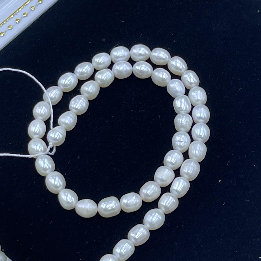 1String, White Purple Pink Natural Freshwater Pearls, Handmade Rice Pearl Beads for Jewelry Making DIY Crafts (Beads 6-7mm, Length 36cm)