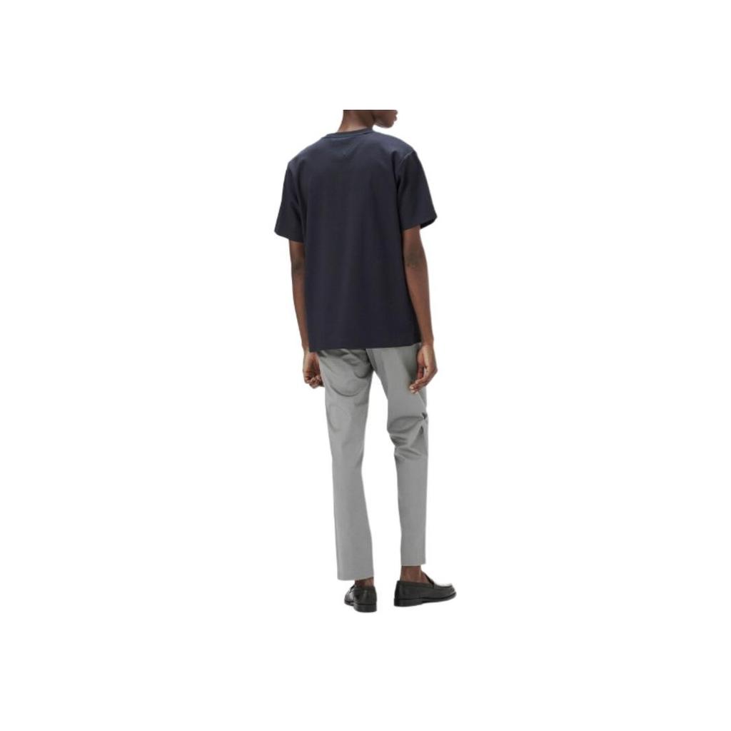 Tommy Hilfiger Solid Color Crew Neck Comfortable Short Sleeve T-Shirt Men Tops Navy-Blue MW38922-DW5