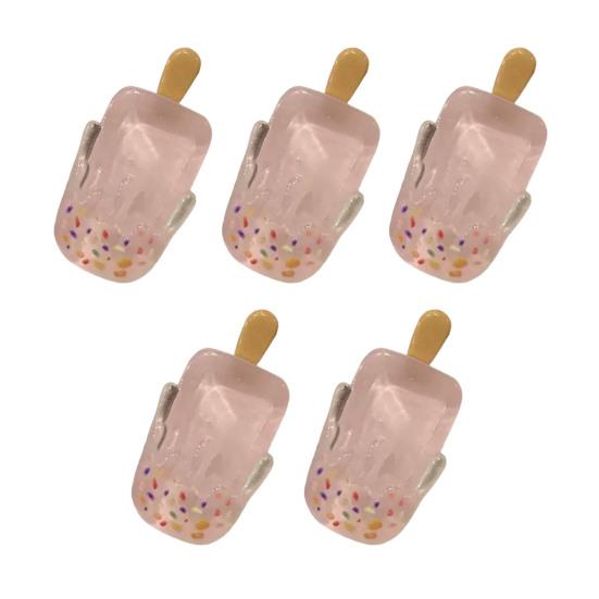 

5Pcs Girl Hairpins Clear Gradient Color Simulated Popsicle Shape Transparent Hair Clips Anti-Slip Design Mini Lightweight Hair Pins рожевий