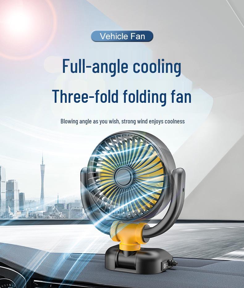 USB Dual-Use Silent Car & Home Fan: 24V/12V Powerful Single-Head Electric Fan for Summer