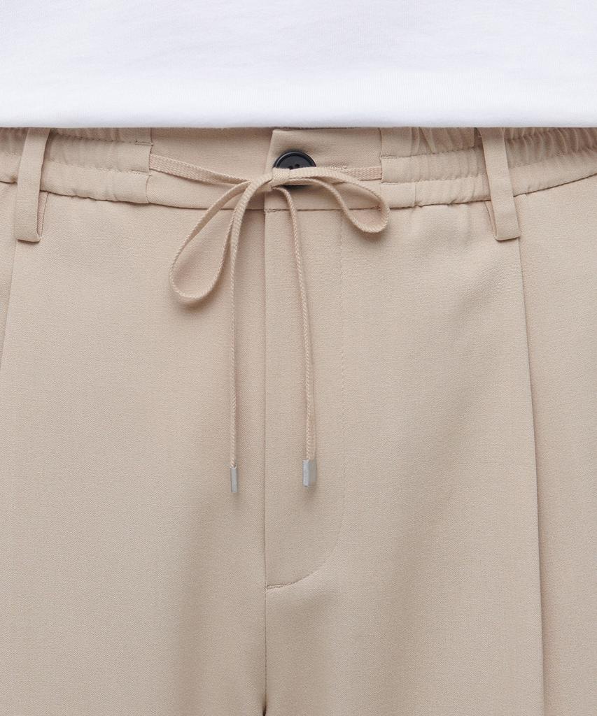 Musinsa Standard Lightweight Wide Drawstring Elastic Crop Slacks [Beige]