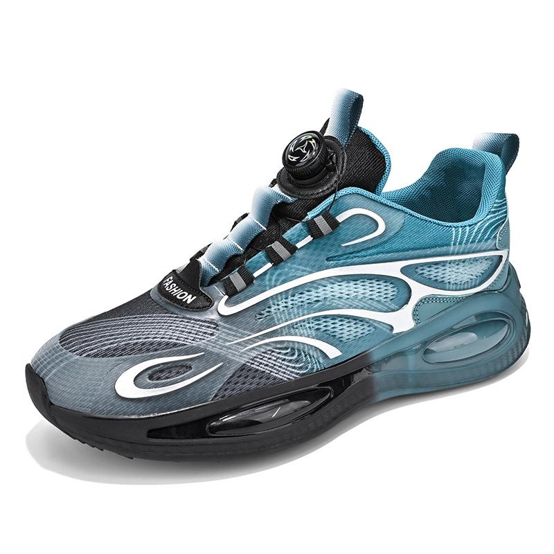 

Мужская обувь лето вращающаяся кнопка сетка белые повседневные спортивные туфли мужские дышащие 2025 новая амортизирующая беговая обувь 44