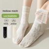 Lace Stockings - Children's Summer Lightweight Solid-colored Mid-calf Socks, Pile Socks with Mesh Ventilation, Long Socks