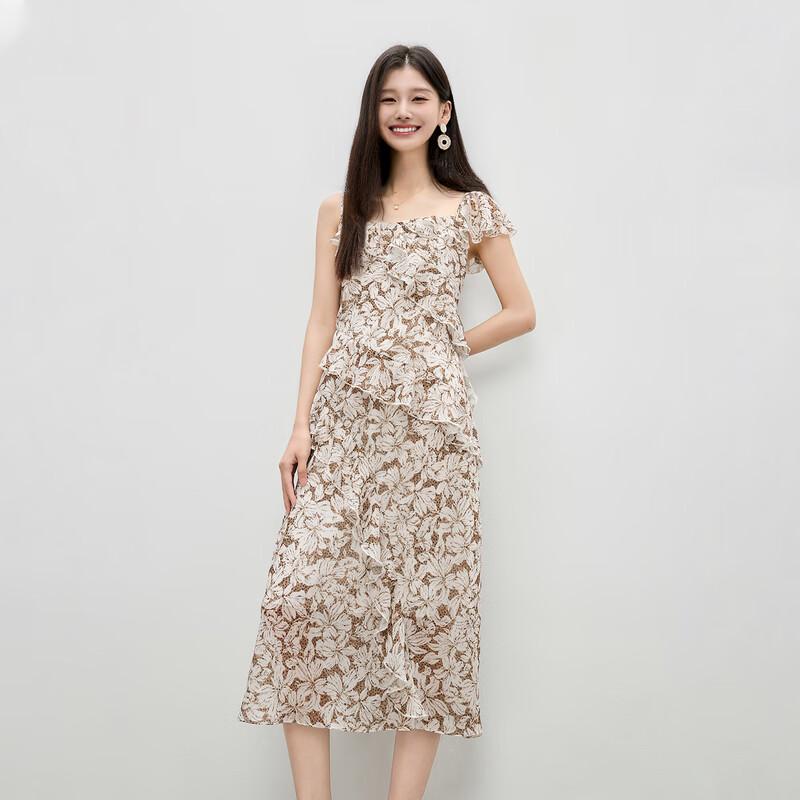 Elegant Ruffle Printed Dress