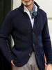 Men's Slim Fit Knitted Sweater - Solid Color, Turn-Down Collar, Long Sleeve, Trendy Brand for Fall/Winter