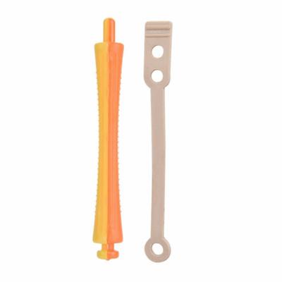 24 Sets Plastic Curling Rods with Bands Orange Perm Rod Set Resuable Hair Wave Rollers DIY Curlers