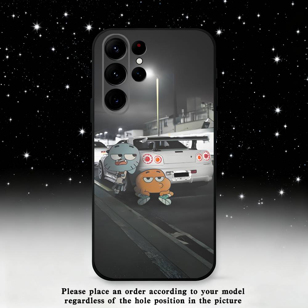 

G-Gumball And D-Darwin Phone Case For Samsung S25,S24 Ultra,S20,S30 plus,S22 plus,S23,S30 Ultra 5G Silicone Black Shell Samsung S22ULTRA5G