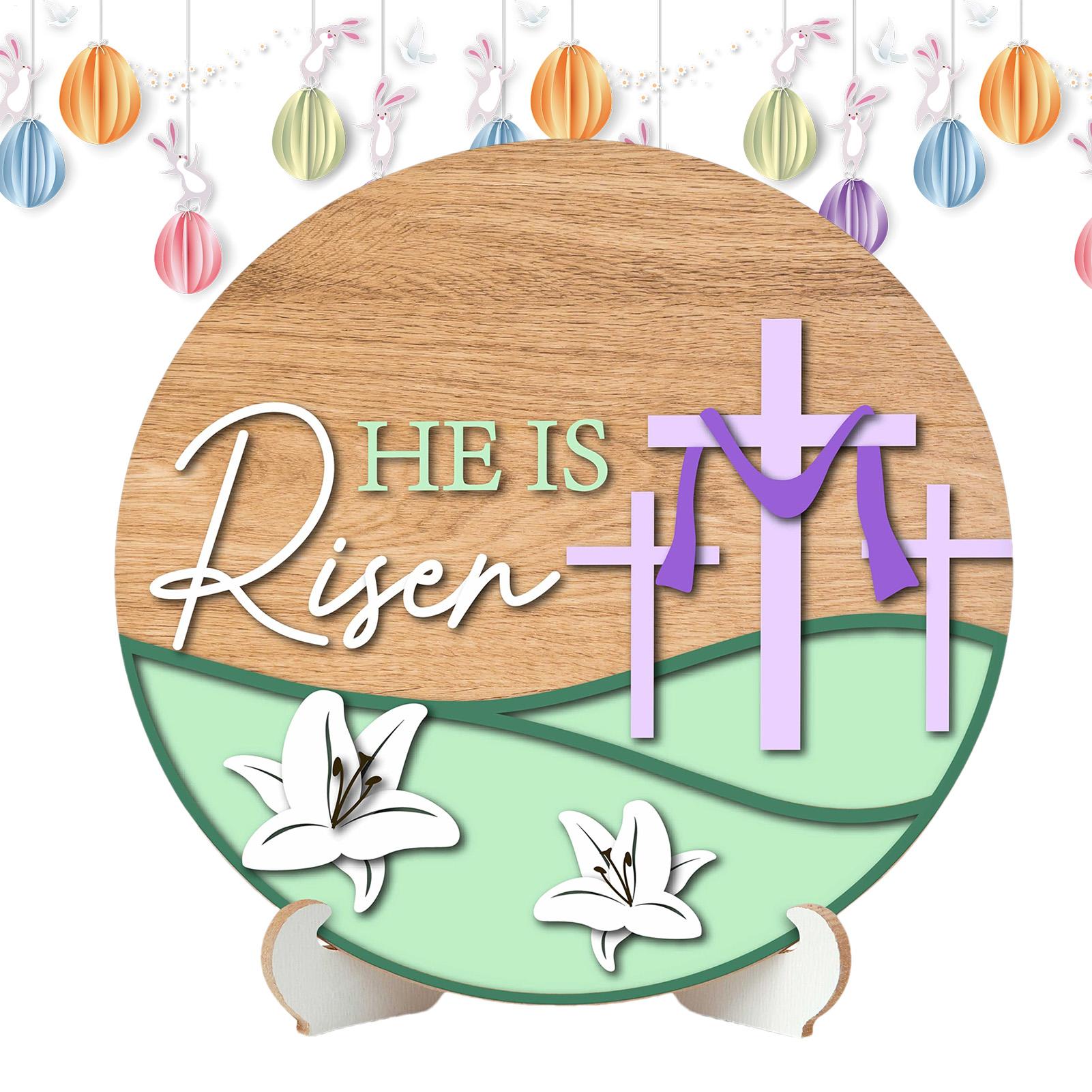 

Easter Wooden Sign Rustic Spring Board with Stand Easter Wood Sign for Living Room Home Shelf Indoor Farmhouse Desk Office CN